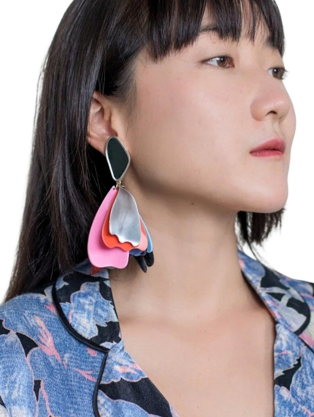 Multicolored Colorful Layered Mirrored Dancing Petal Bohemian Earrings